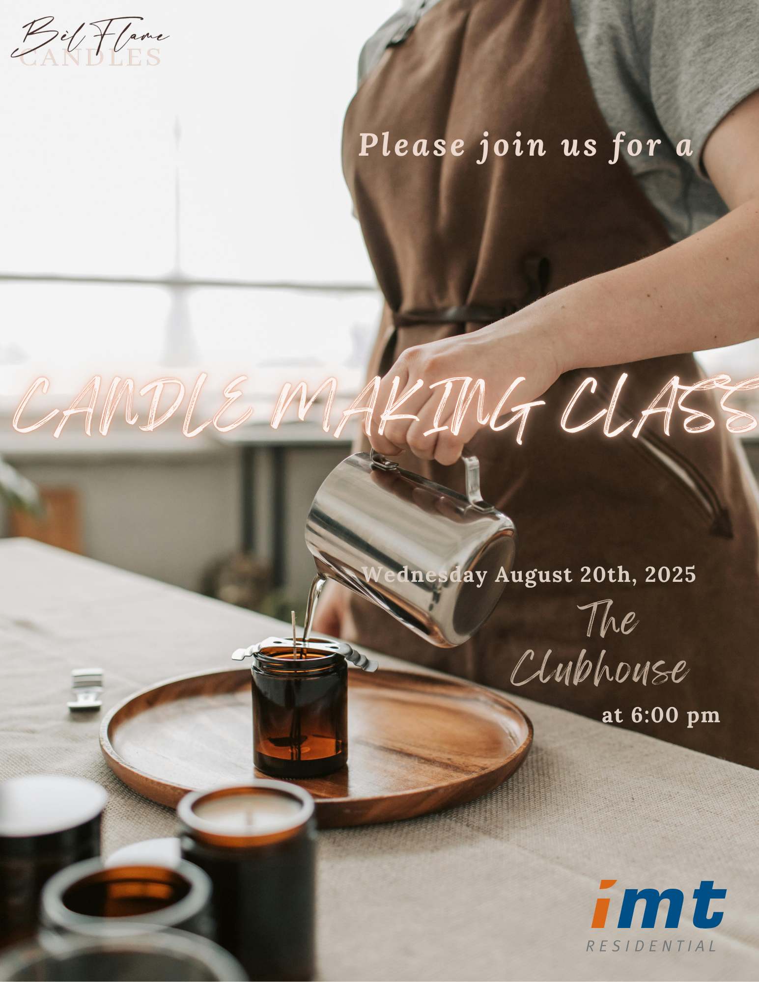 Candle-Making Classes with Bèl Flame Candles for IMT Ballantyne Residents ONLY